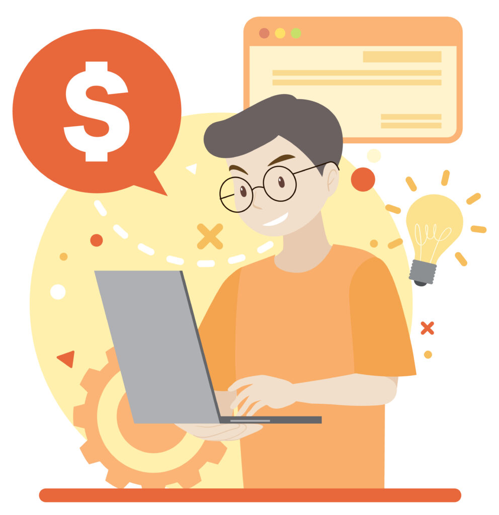 Digital Marketing: the new way to make big bucks working characters flat design for web banner