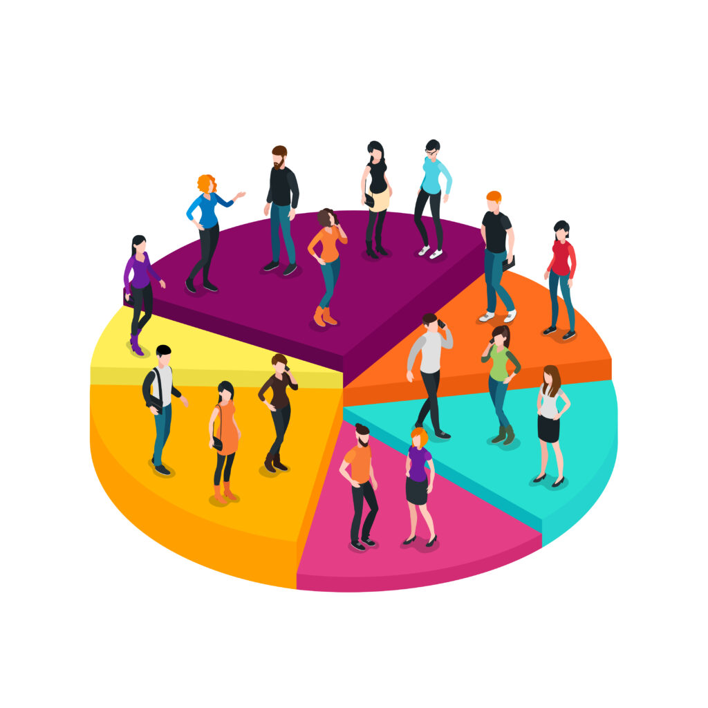 The concept of lookalike audience business chart isometric concept